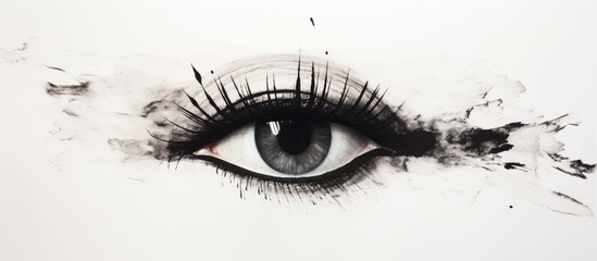 Black eyeliner smudges on a white surface. - obrazy, fototapety, plakaty