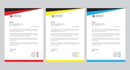 Foto op Canvas corporate modern letterhead design template with 3 color. official minimal creative abstract professional newsletter corporate modern business proposal letterhead template. © graphicking2