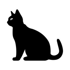 A cat sitting vector silhouette