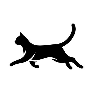 A cat running vector silhouette