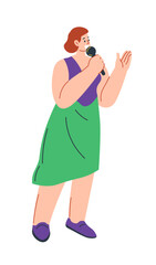 Female character with microphone, woman singer