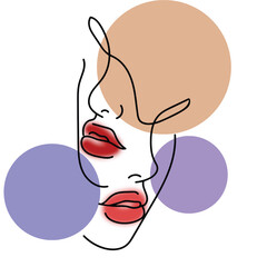 Beautiful woman face. Vector illustration of female face with beautiful lips.
