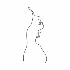Continuous one line drawing of beautiful woman face. Vector illustration.