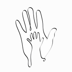 Hand drawn vector illustration of human hands. Hand drawn line art.