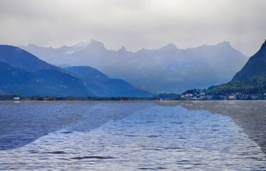 Reflection of the Swiss alps In Lake Geneva.
