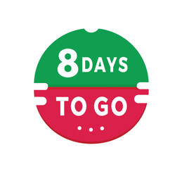 8 days to go countdown banner. Modern sticker design days left icon. count time sale announcement vector.