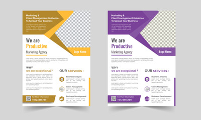 Vector A4 corporate business flyer template design in different color.