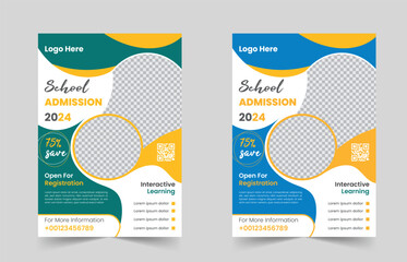 Vector school admission flyer template design for 2024 - obrazy, fototapety, plakaty