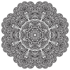 Abstract christmas snowflake. The winter design element is isolated on a white background. Vector New Year's illustration.