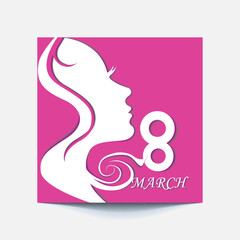 International Women's Day 8 march with frame of flower and Paper art style.