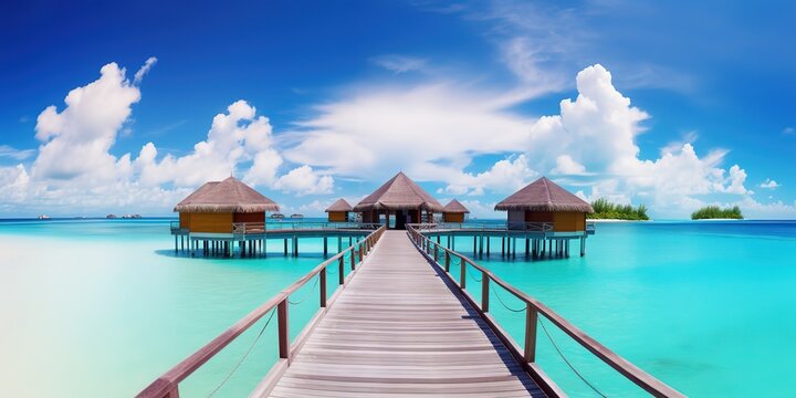 Amazing panorama landscape of Maldives beach