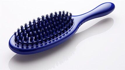 a royal blue hairbrush, symbolizing sophistication, set against a serene white background.