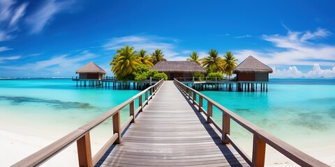 Amazing panorama landscape of Maldives beach