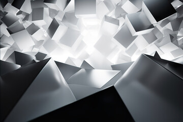 White cubes flying in the air. Generative Ai