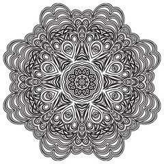 Big crystal snowflake in black colors on white background. vector file