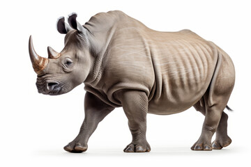 Obraz premium Close up photograph of a full body rhino isolated on a solid white background