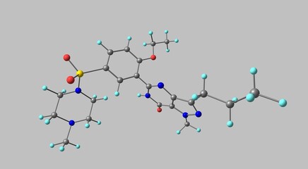 Sildenafil molecular structure isolated on grey
