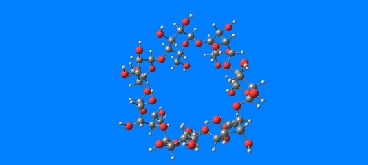 Cyclodextrin molecular structure isolated on blue