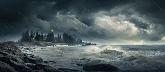 Northeastern storm in Maine. - obrazy, fototapety, plakaty