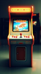 Video game arcade game concept with controller, Generative AI