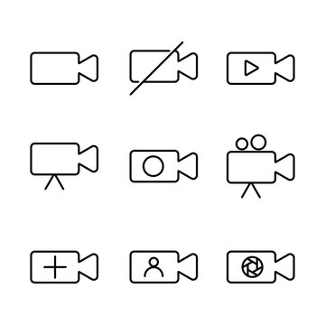 Photography icon pack, outline icon style. vector illustration. Simple camera icon line.