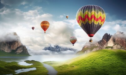 air balloon with nature, Generative AI