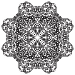 Circular pattern mandala art decoration elements for meditation poster, adult coloring book page, tattoo, henna, mehndi