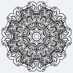 Circular pattern mandala art decoration elements for meditation poster, adult coloring book page, tattoo, henna, mehndi