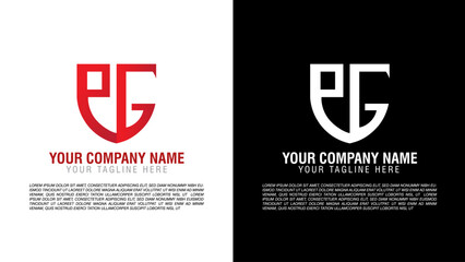 eg logo, Red Logo, icon logo, monogram logo, modern template Red color version