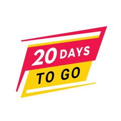 20 days to go countdown banner. Modern label design days left icon. count time sale concept vector illustration.