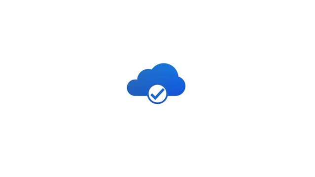 Cloud computing check mark icon, cloud success icon, cloud done icon animation.