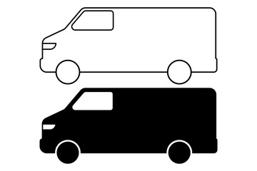 outline silhouette side view van icon set isolated on white background © Sutana