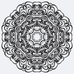 Circular pattern mandala art decoration elements for meditation poster, adult coloring book page, tattoo, henna, mehndi