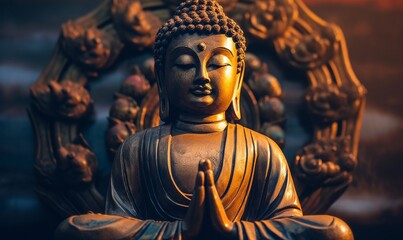 Buddha statue sculpture. deep meditation, Generative AI