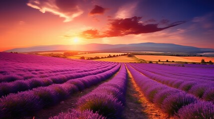 Wonderful scenery amazing summer landscape of blooming lavender flowers