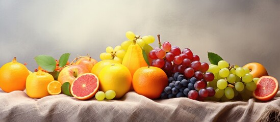 Sun-ripened fruits on canvas. Nature's gifts. Nourishment and wellness.