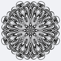 Big crystal snowflake in black colors on white background. vector file