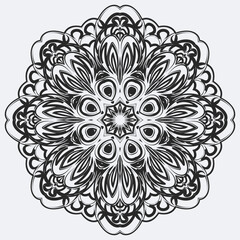 Circular pattern mandala art decoration elements for meditation poster, adult coloring book page, tattoo, henna, mehndi
