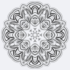 Circular pattern mandala art decoration elements for meditation poster, adult coloring book page, tattoo, henna, mehndi