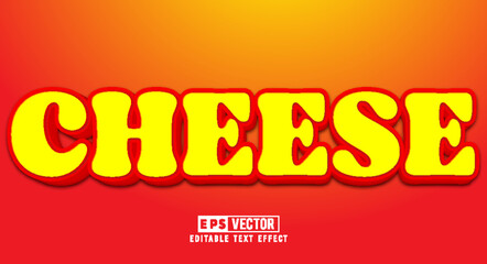 Cheese 3D Editable Text Effect Vector Template 