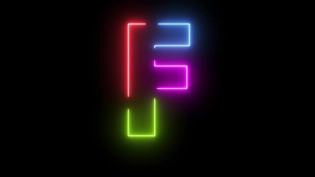 Four Color Trendy Glow moving neon alphabet Latter F