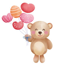 Teddy bear with heart balloon