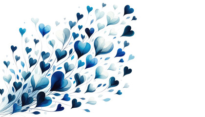 Valentine's design painted with blue watercolors love on a white background. generative ai, valentine, wedding invitation, banner