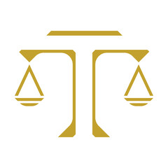 T letter line simple logo justice