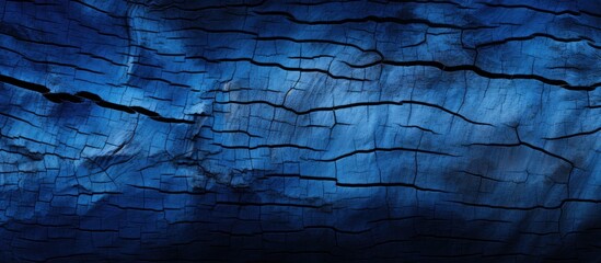 A cracked, aged, and textured piece of wood, seen in blue x-ray vision. - obrazy, fototapety, plakaty