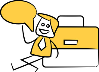 Businessman with Speech Bubble and Briefcase Illustration
