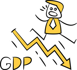 Businessman and GDP Crisis Chart Illustration
