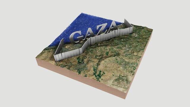 Gaza's landscape enclosed, a visual narrative of borders, resilience, and confined existence.