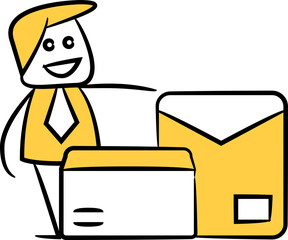 Businessman and Envelopes Illustration
