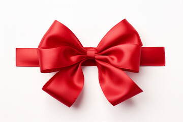 A red ribbon bow, isolated on a solid white background